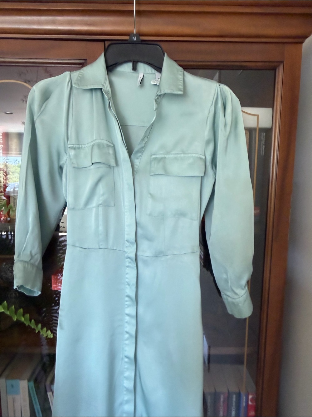EVIE Long classic satin dress Mint Sage